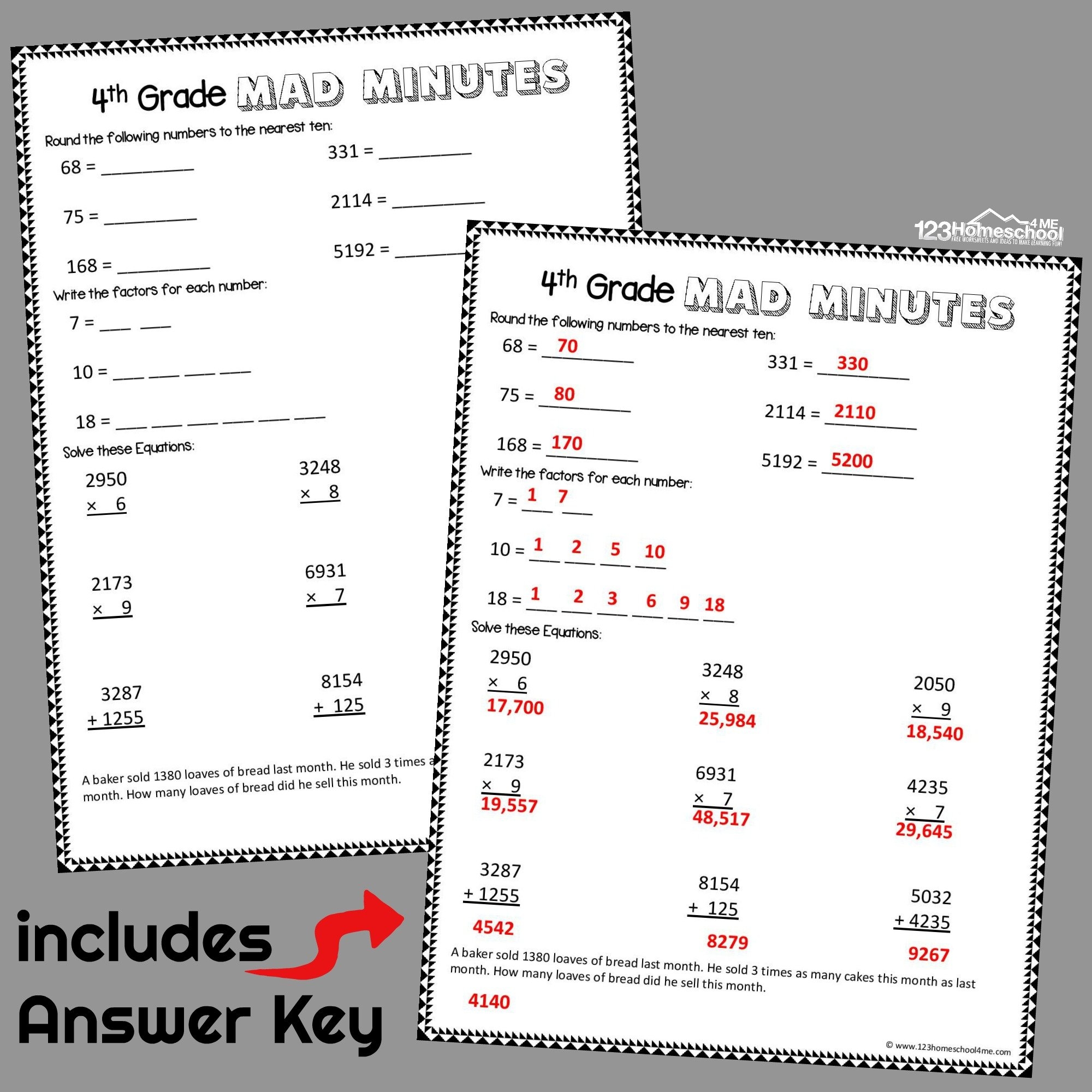 Fun Math Worksheets For 4th Grade