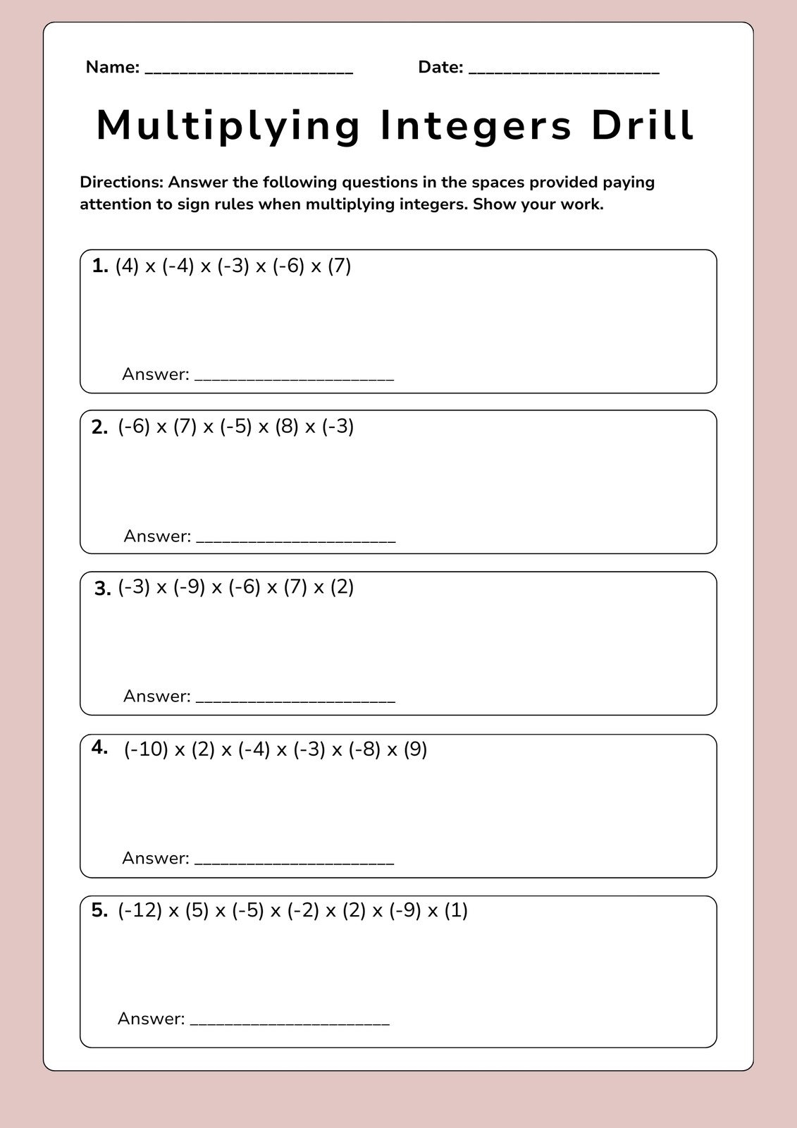 Eighth Grade Math Worksheets