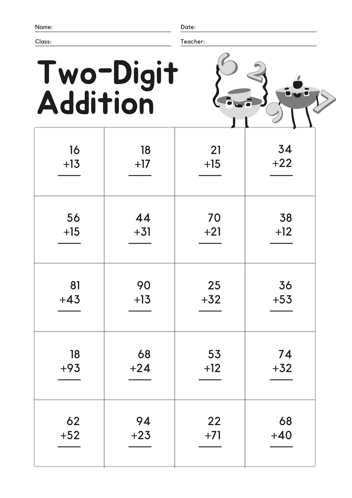 Free Printable Customizable Math Worksheet Templates Canva