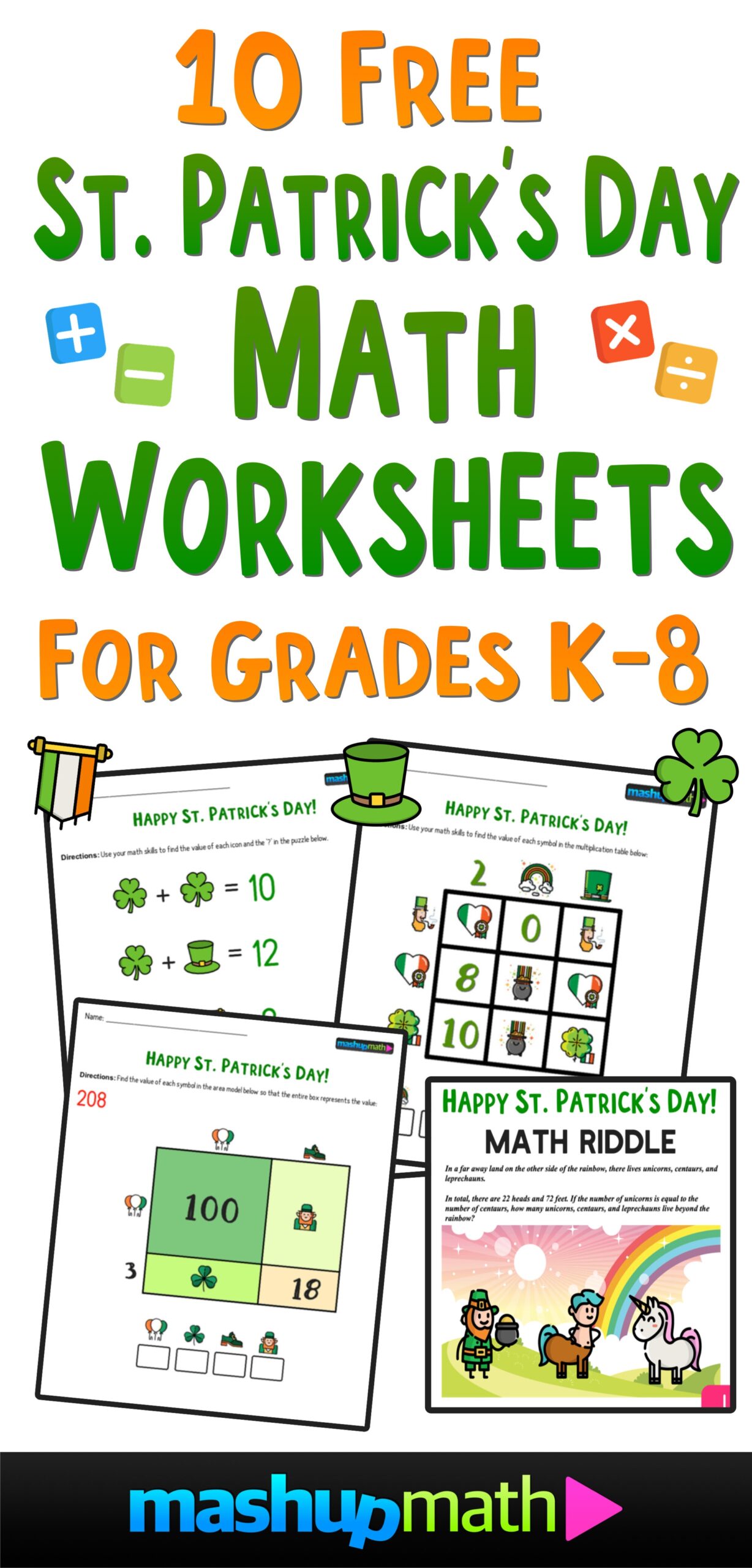 Free St Patrick s Day Math Activities For Grades K 8 Mashup Math