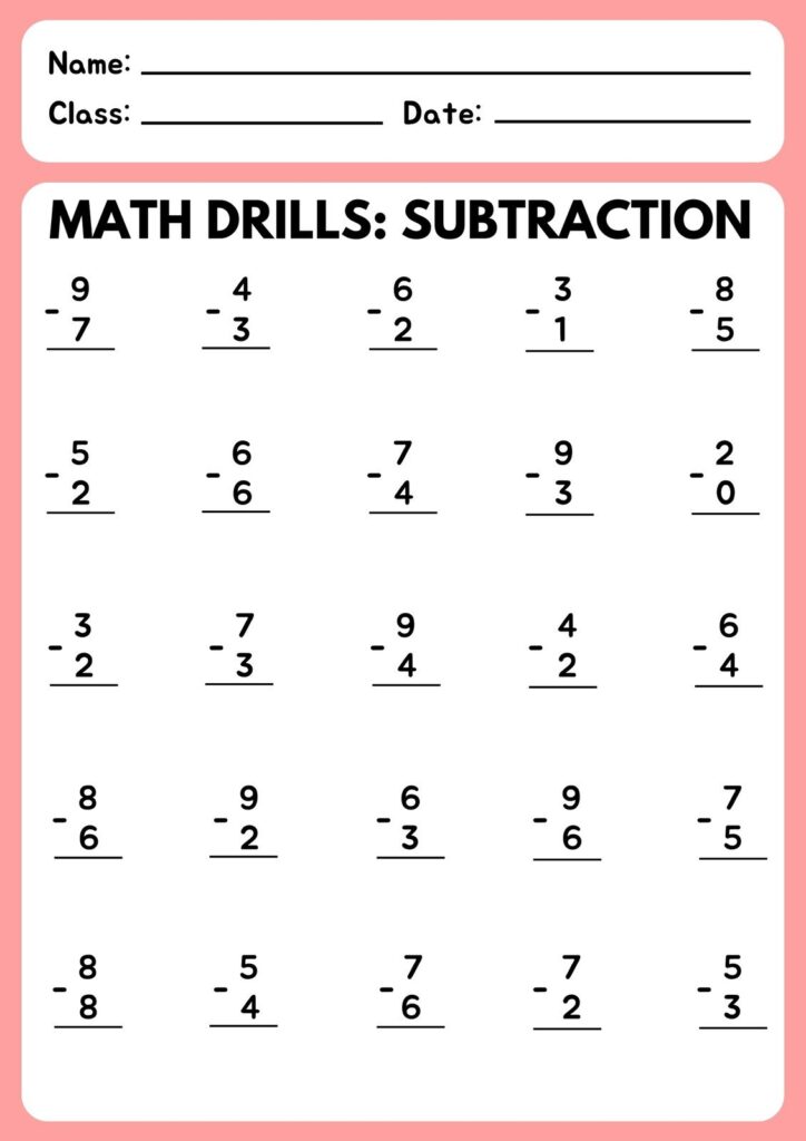 Math Subtraction Worksheet