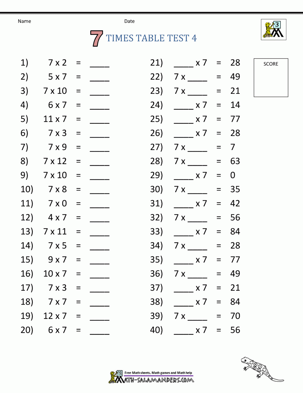 Worksheet Year 7 Maths