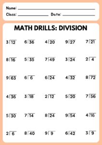Math And Division Worksheets