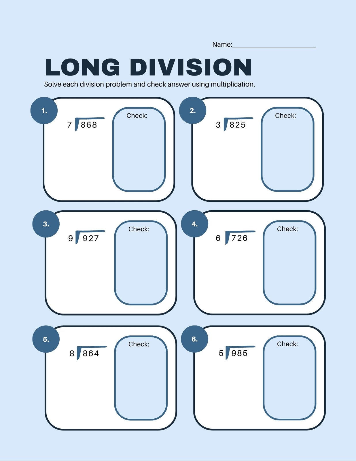 Free To Edit And Print Division Worksheet Templates Canva