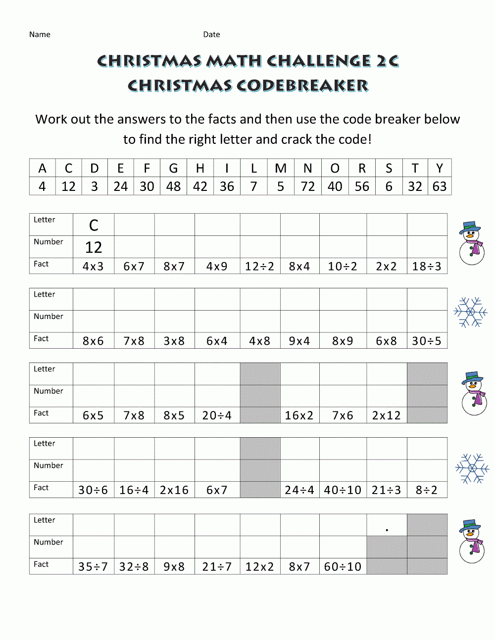 Fun Math Worksheets For Middle School Learning Printable 