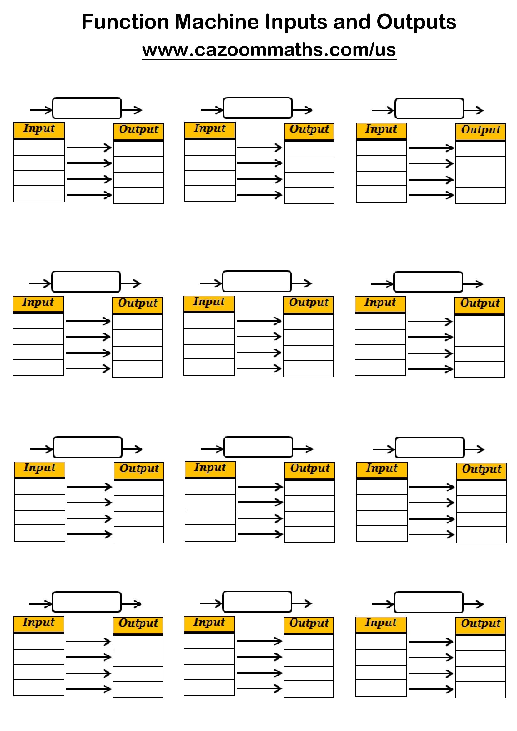 Input And Output Math Worksheets