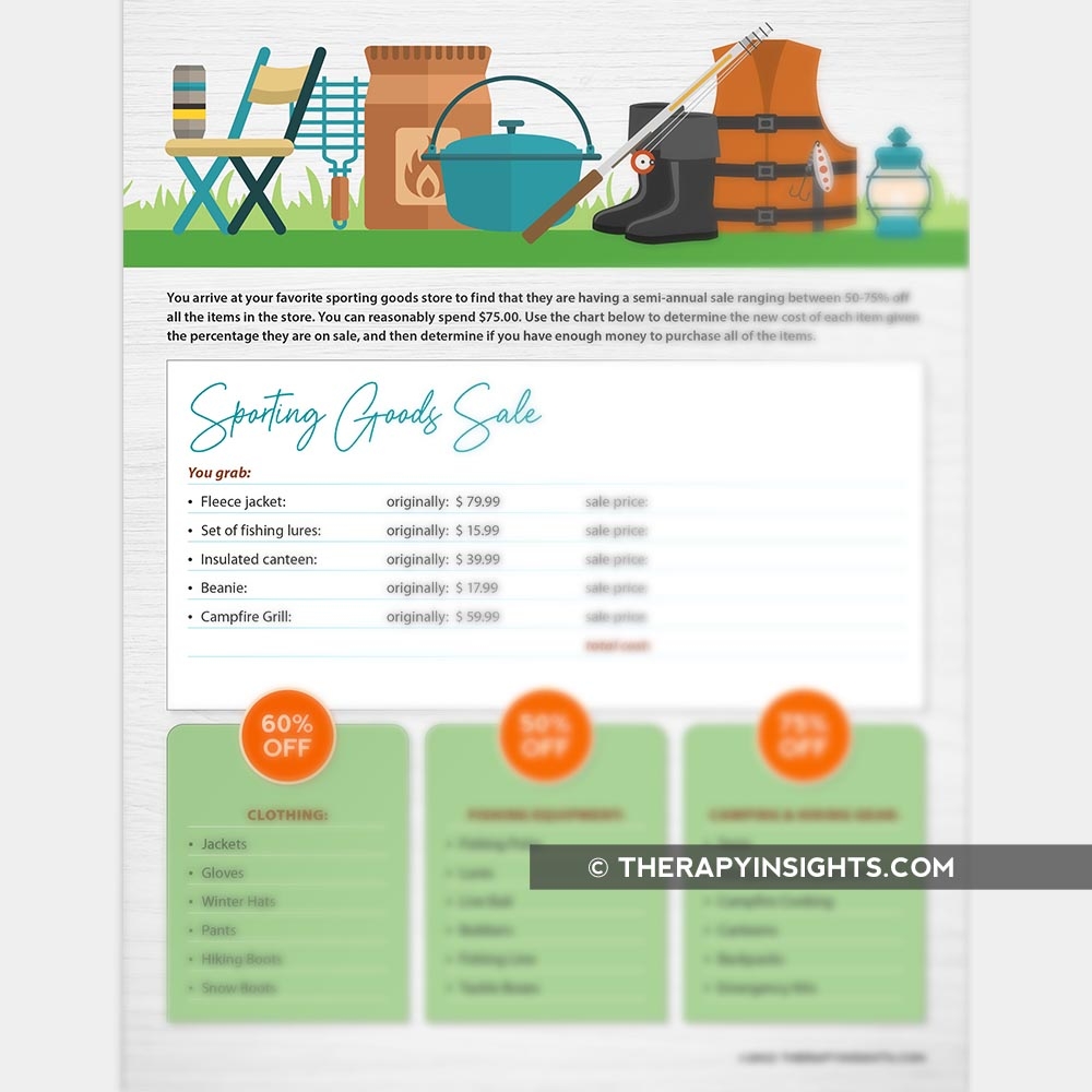 Functional Math Worksheet Adult And Pediatric Printable 