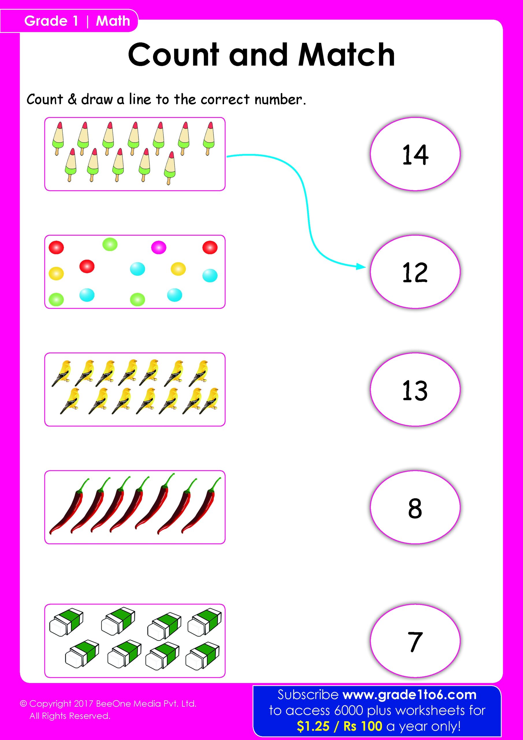Grade 1 Math Worksheets Grade1to6