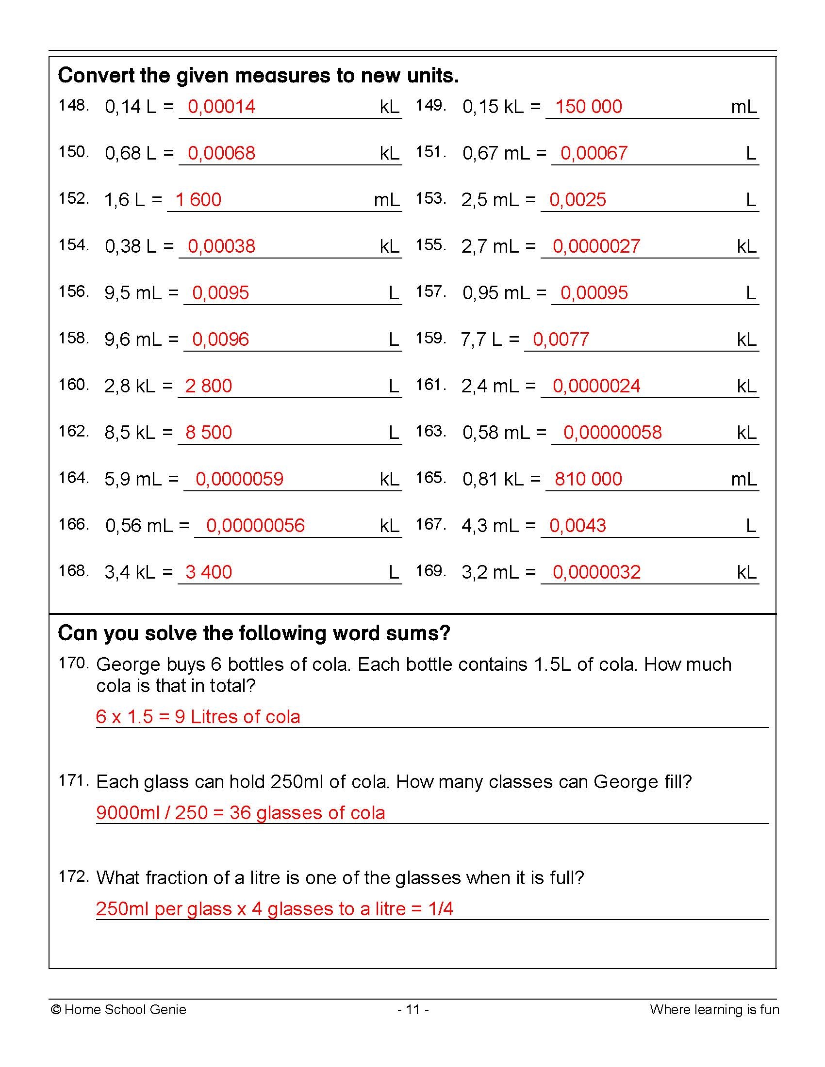 Grade 6 Maths Worksheets With Answers