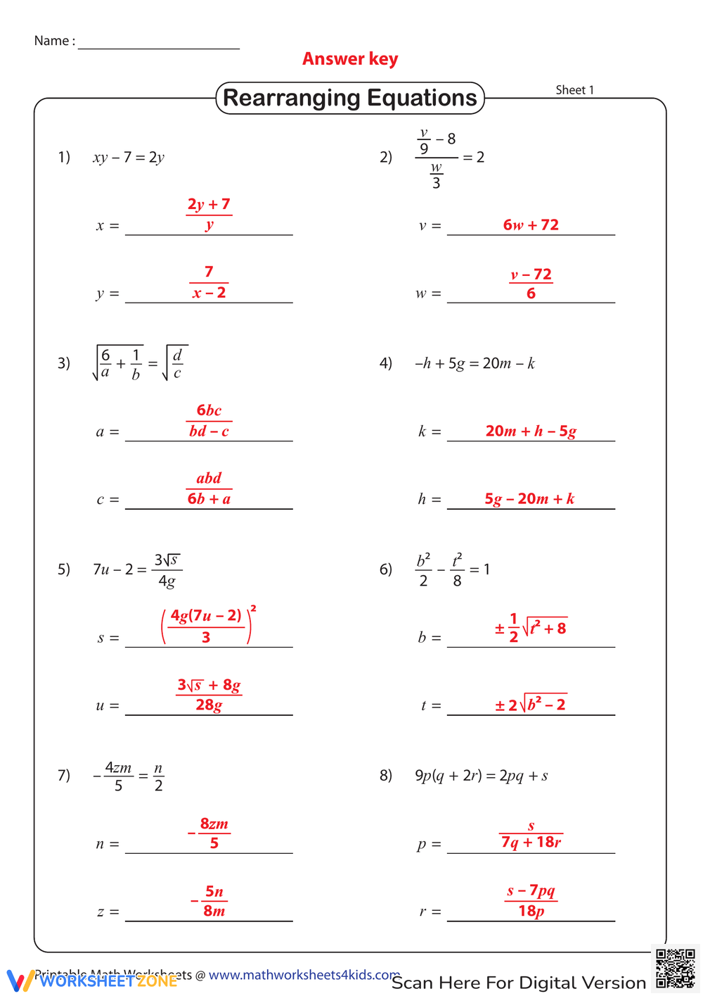 Math 154b Solving Radical Equations Worksheet