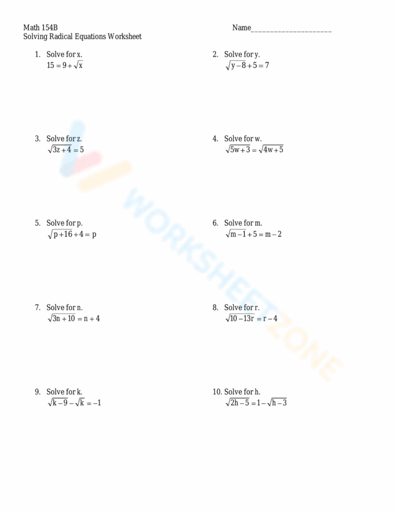 Grade 7 Solving Literal Equations Worksheets 2025