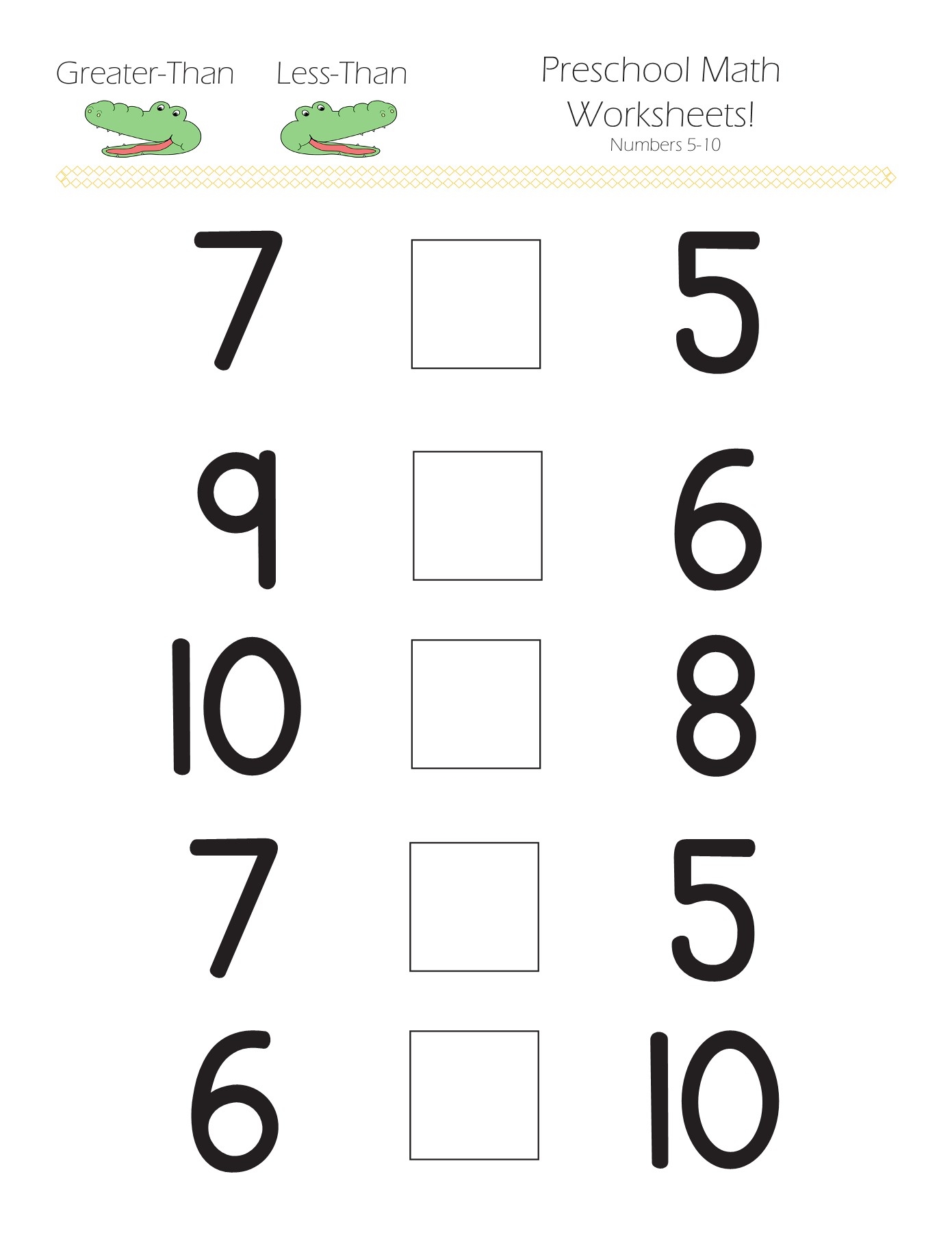 Greater Than Less Than Preschool Math Worksheets Flip EBook 