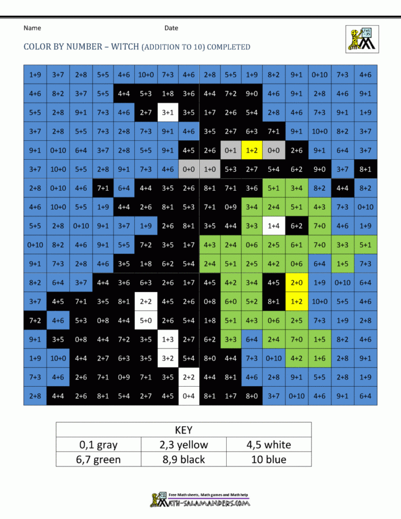 Halloween Maths Colouring Worksheets