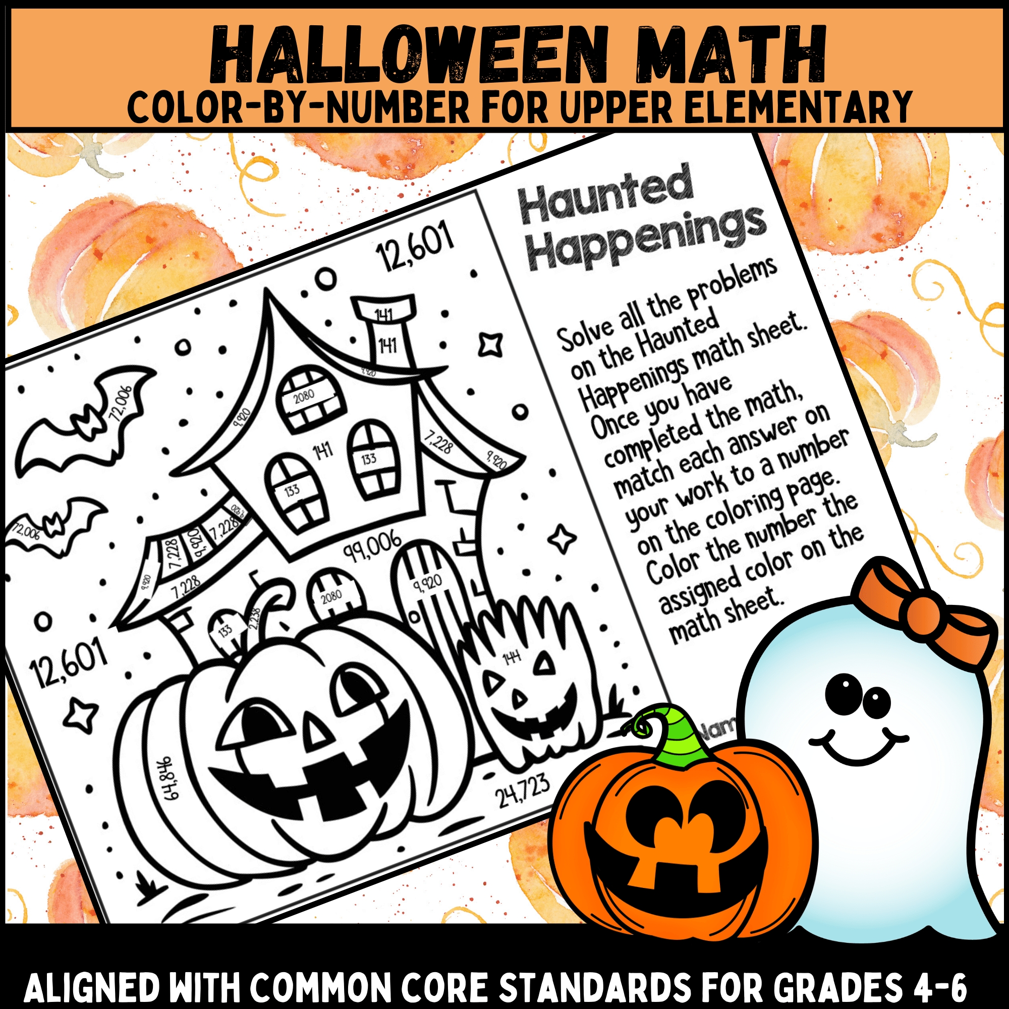 Halloween Math Coloring Worksheets