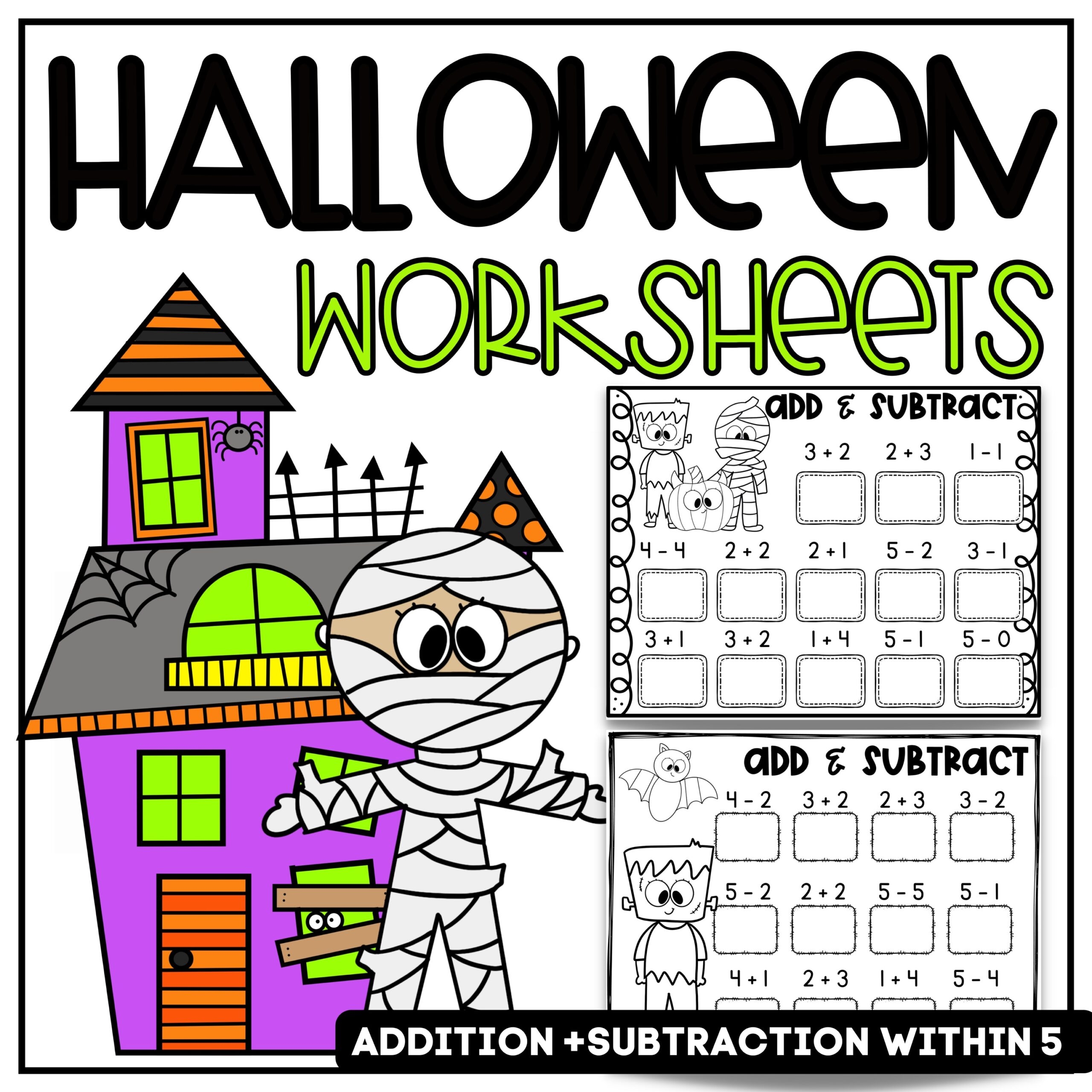 Halloween Math No Prep Printables For Kindergarten Worksheets 