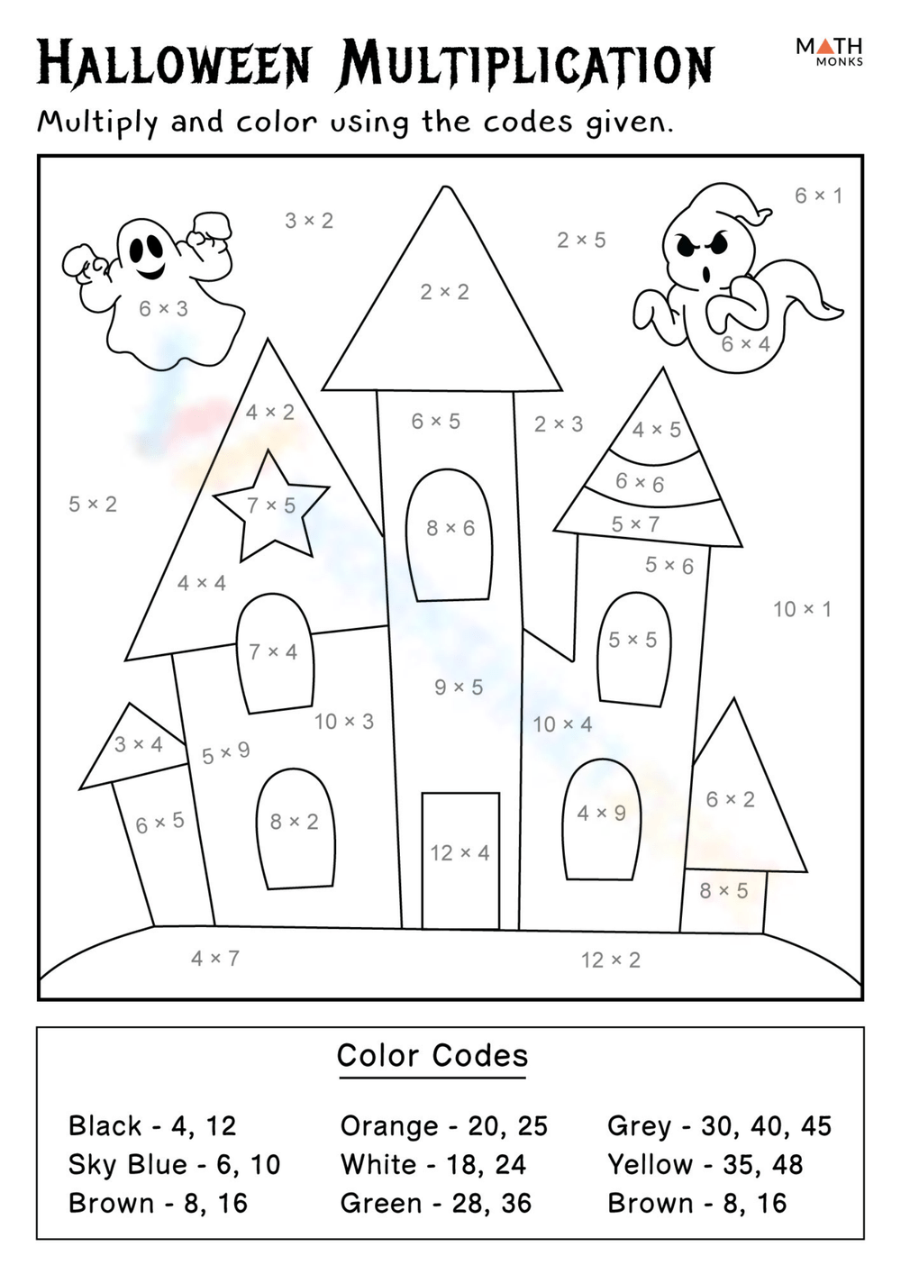 Halloween Multiplication Worksheets
