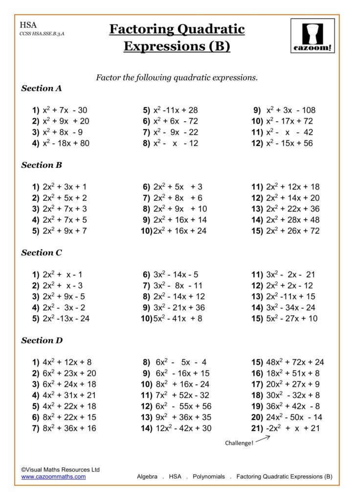 12th Grade Math Worksheets