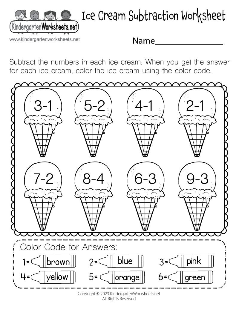 Math Worksheets For Kindergarten Subtraction