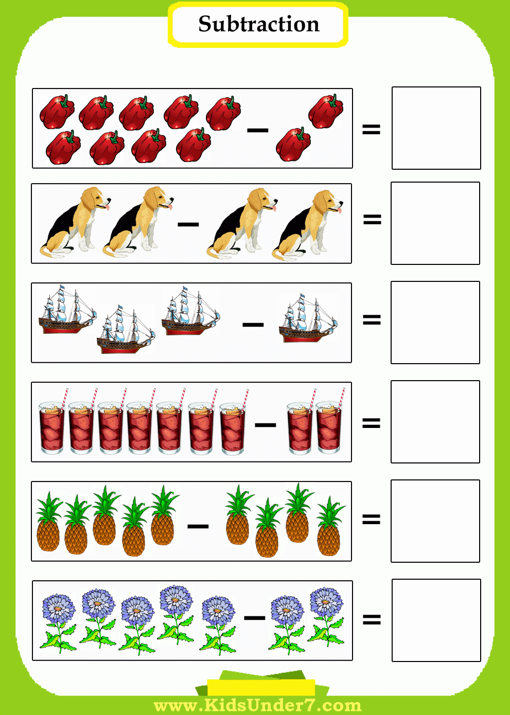 Kindergarten Math Subtraction Worksheets