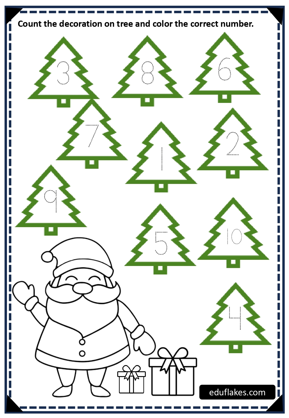 Preschool Math Christmas Worksheets