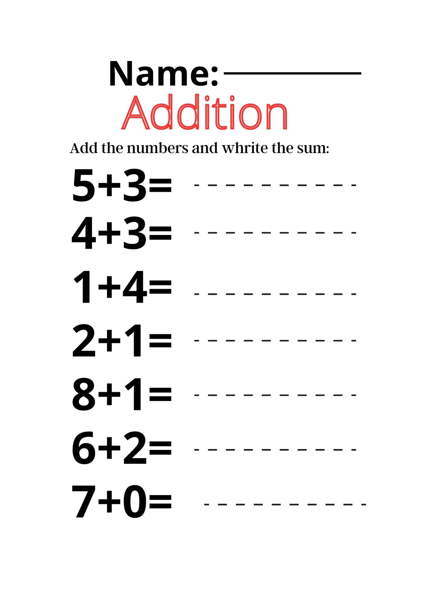 Kindergarten Math Worksheets Addition And Subtraction Practice