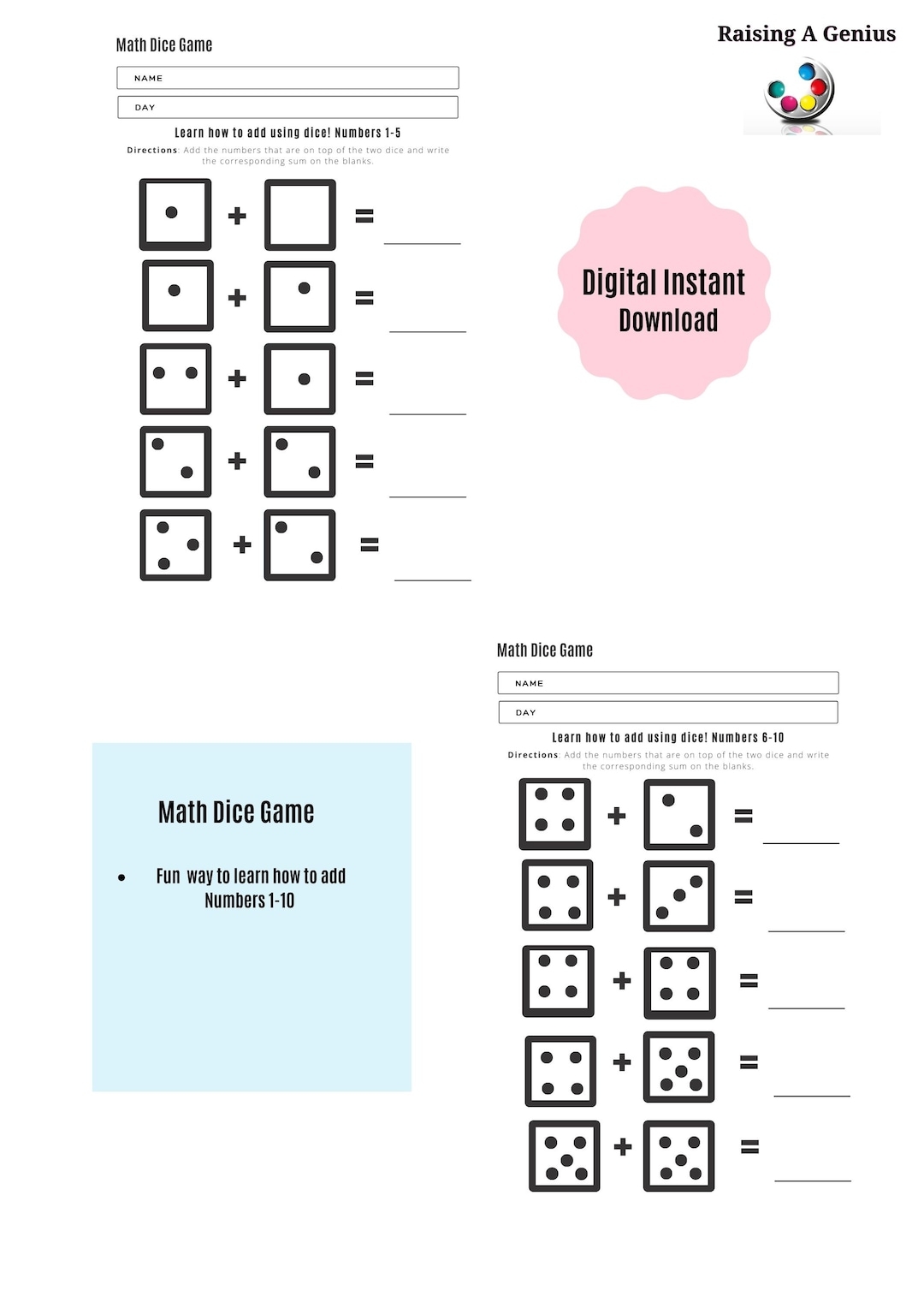 Kindergarten Math Worksheets Addition Worksheets worksheets Preschool Counting 1 20 Numbers Busy Book Download Etsy