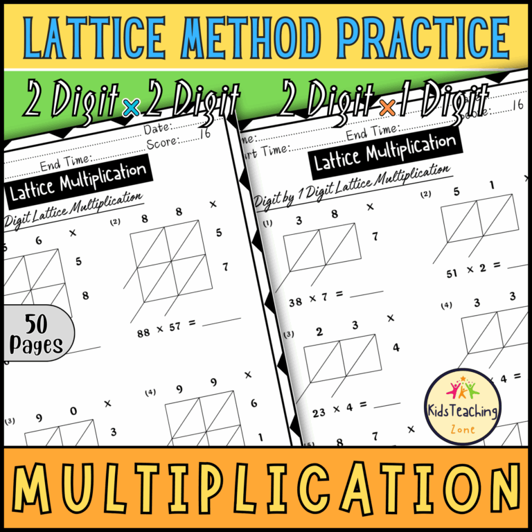 Lattice Multiplication Worksheets 2 Digit By 1 Digit U0026 2 Digit By 2 Digit Made By Teachers