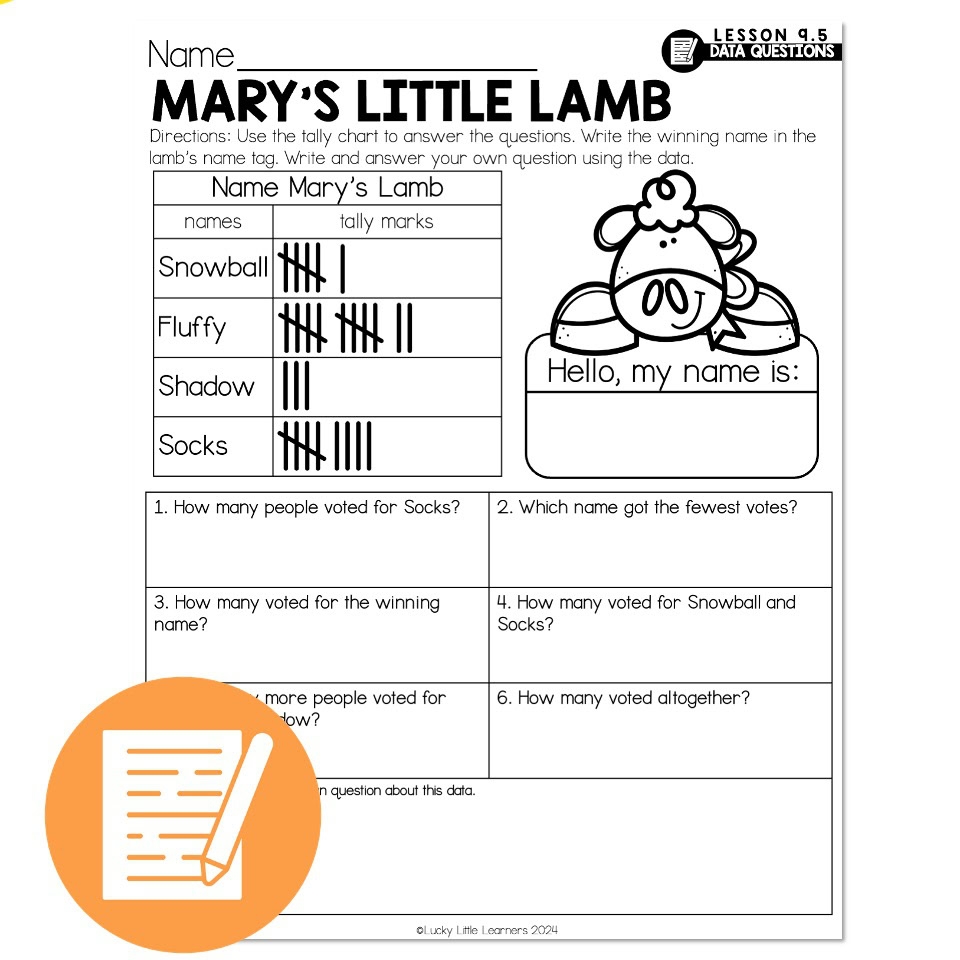 Lucky To Learn Math 1st Grade Lesson 9 5 Data Questions 