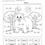 Kindergarten Math Color Worksheets