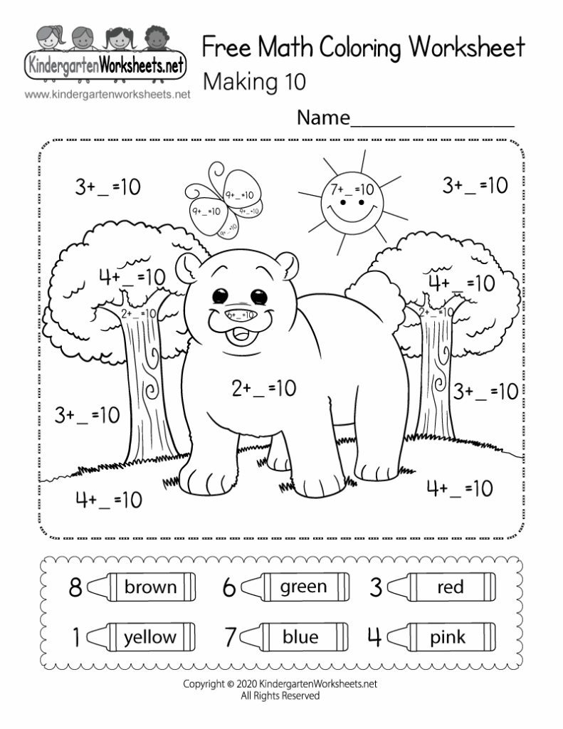 Kindergarten Math Color Worksheets