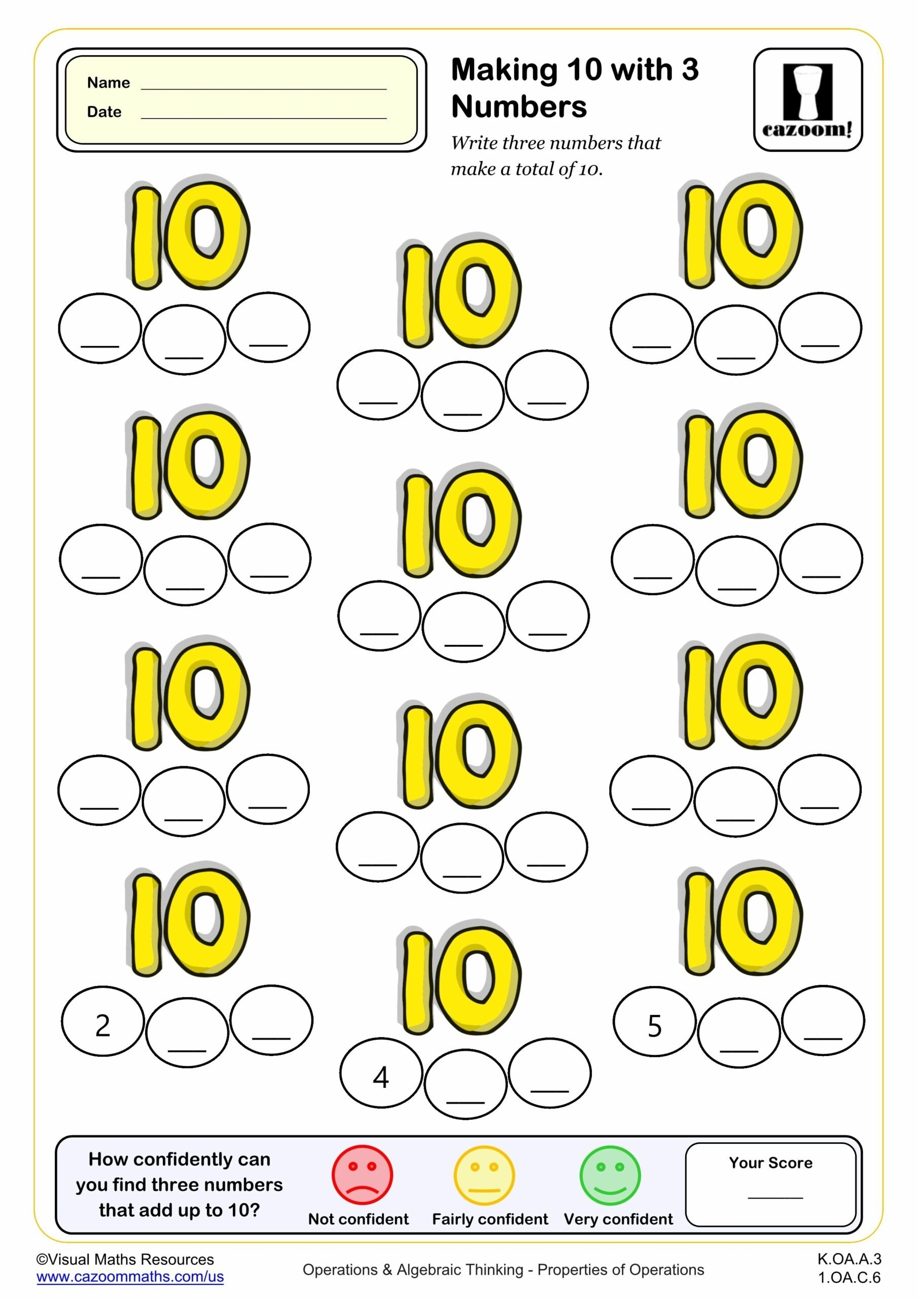 Making Ten Math Worksheets