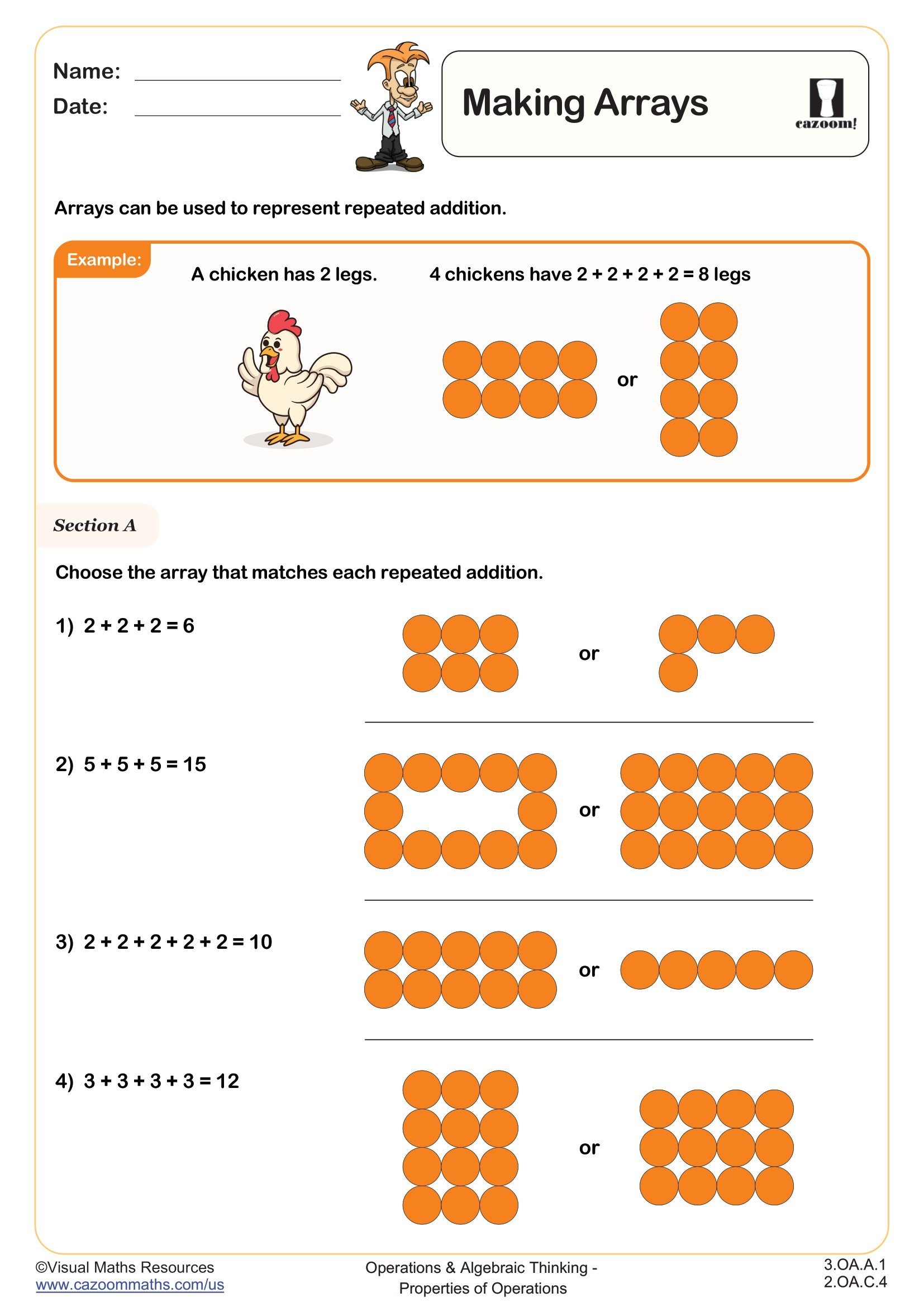 Array Math Worksheets