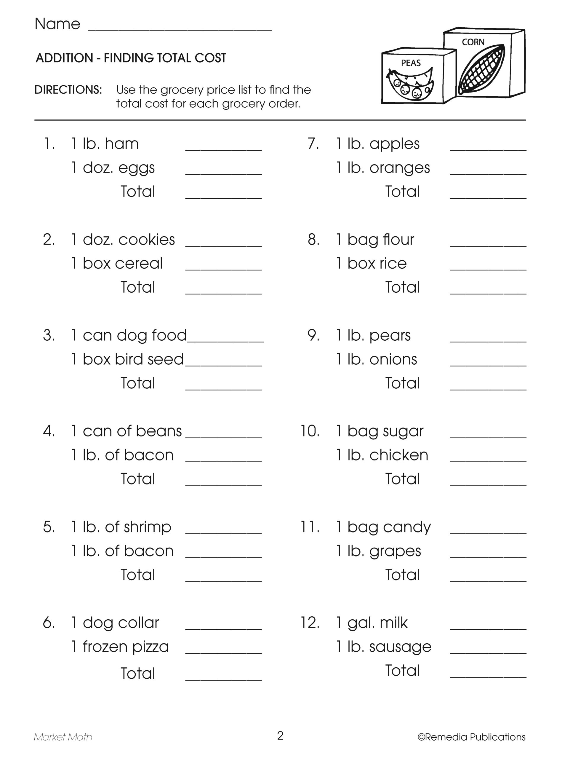 Consumer Math Worksheets