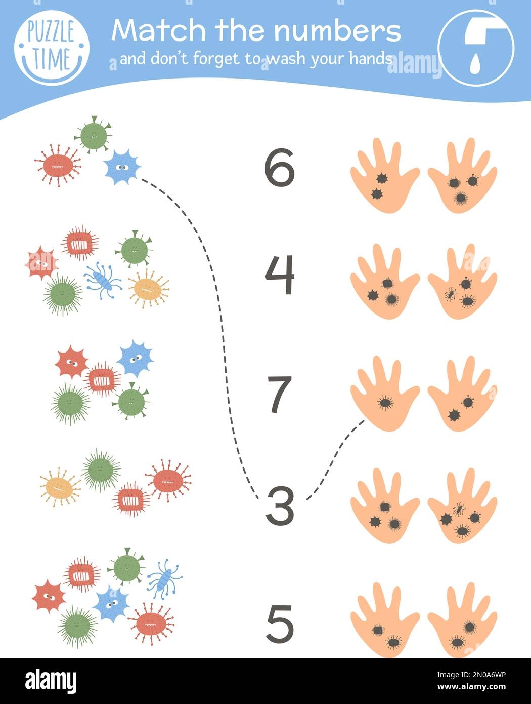 Matching Game With Viruses And Dirty Hands Medical Math Activity For Preschool Children Medicine Counting Worksheet Educational Riddle With Cute Fu Stock Vector Image U0026 Art Alamy