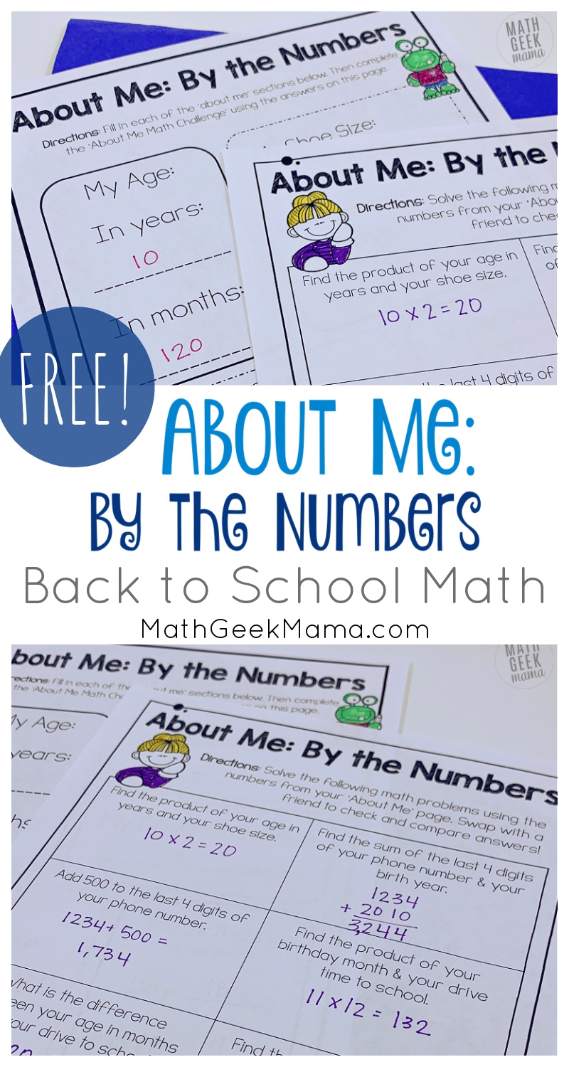 Math About Me By The Numbers Math Geek Mama