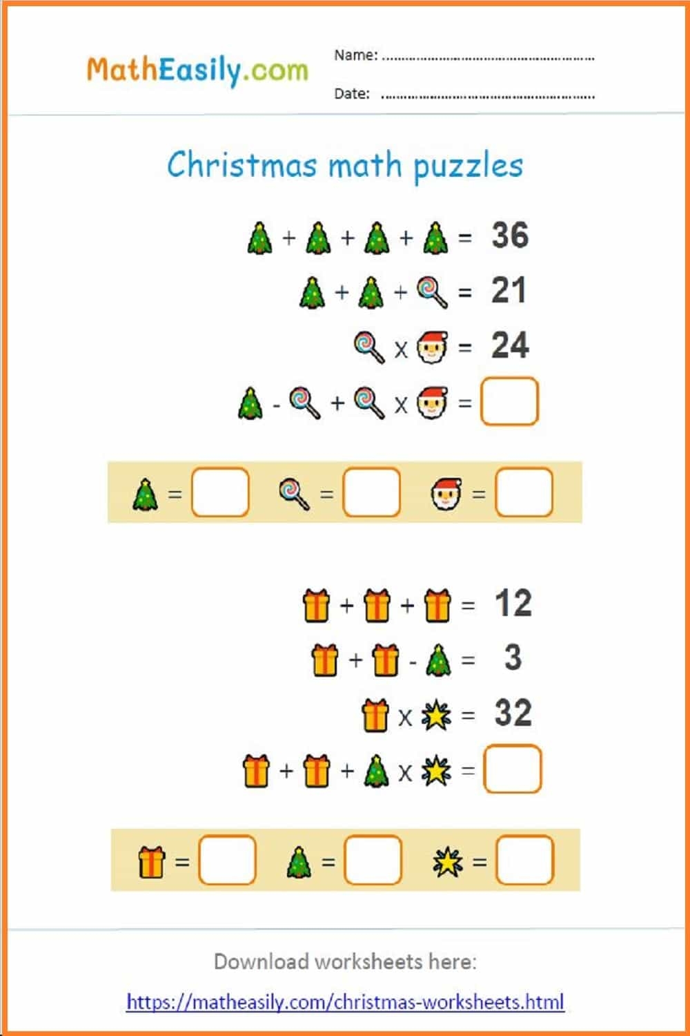 Fun Christmas Math Worksheets