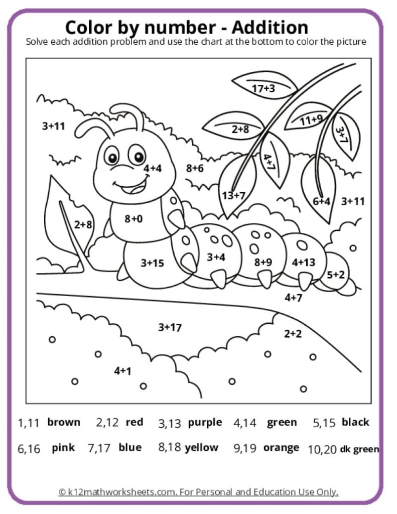 Math Worksheets Coloring Pages