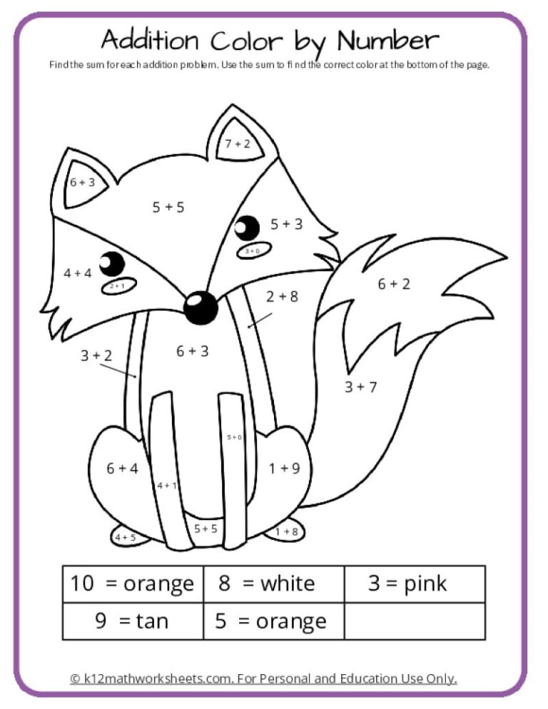 Math Coloring Pages Printable PDFs By K12mathworksheets