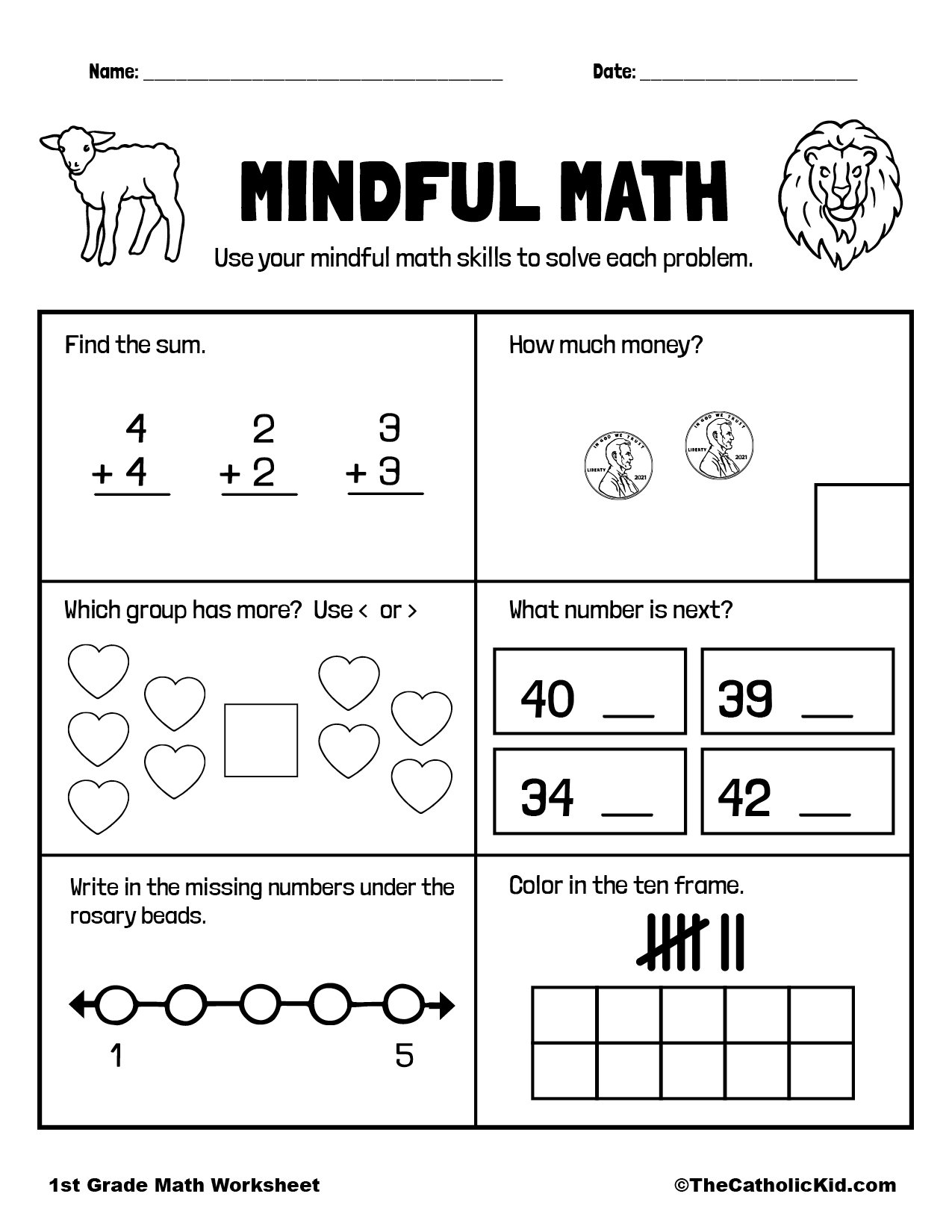 Math Worksheets For First Grade