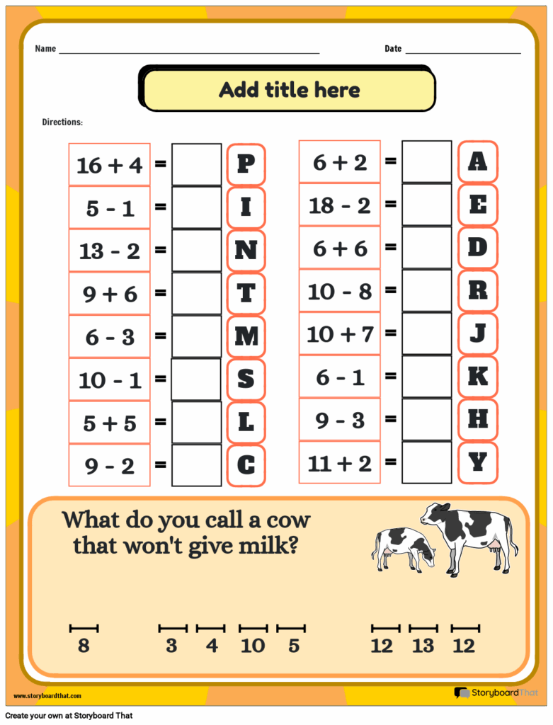 Math Worksheets With Riddles