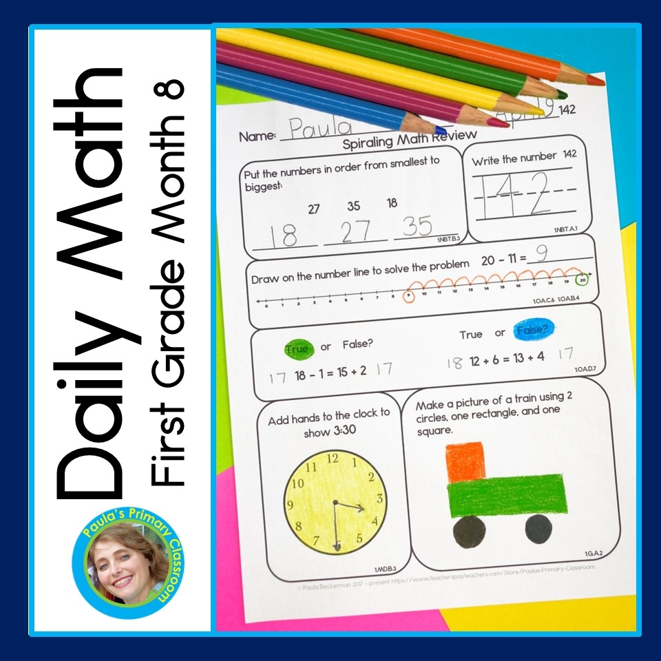 Math Spiral Review Daily Worksheets Morning Work Homework Month 8 Made By Teachers