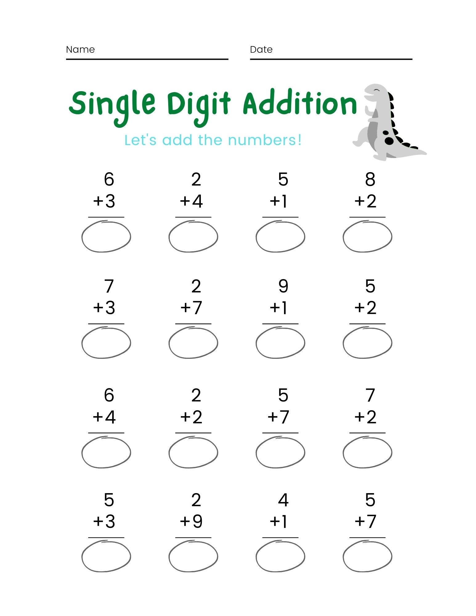 Math Worksheet Kindergarten First Grade