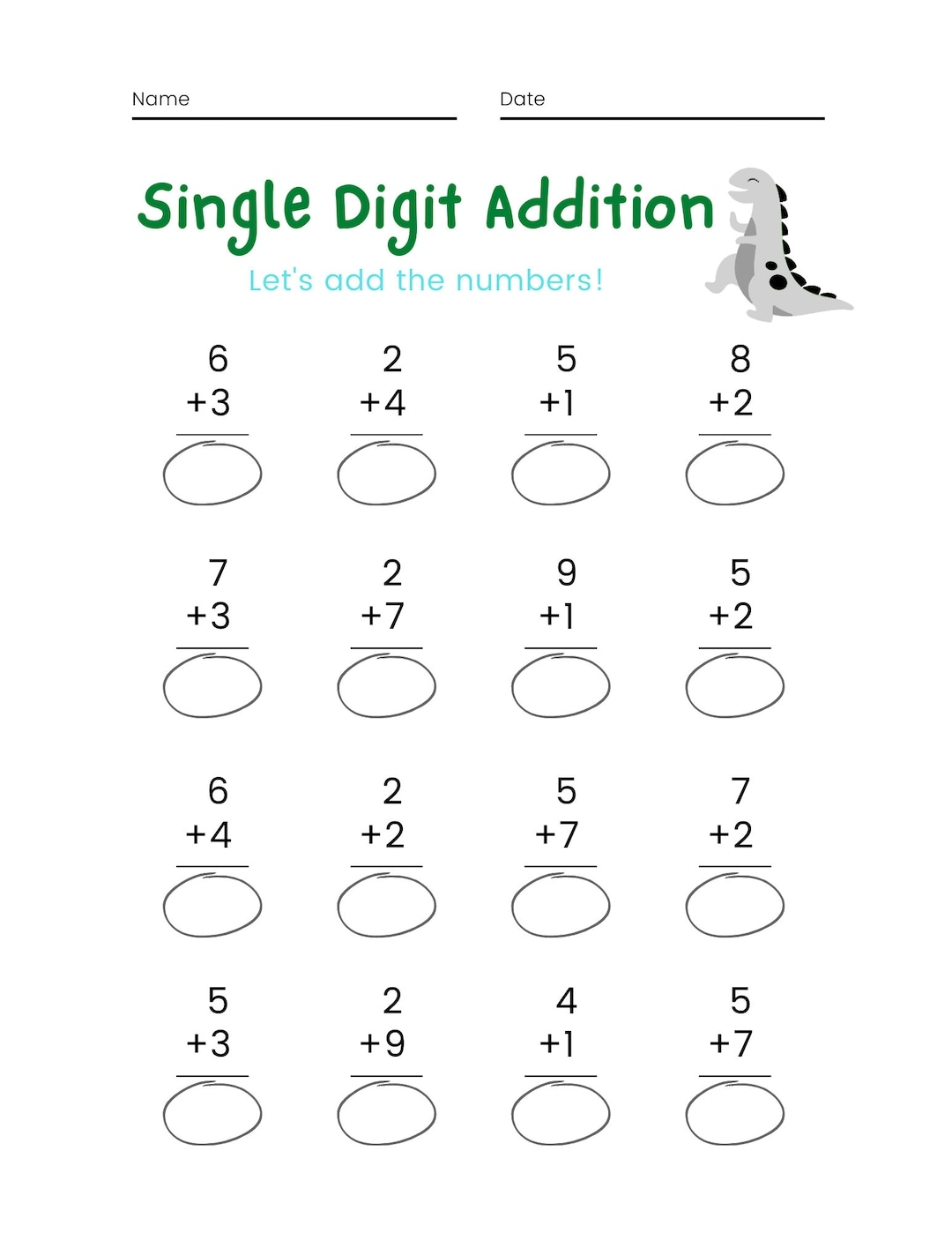 Math Worksheet Kindergarten First Grade Etsy