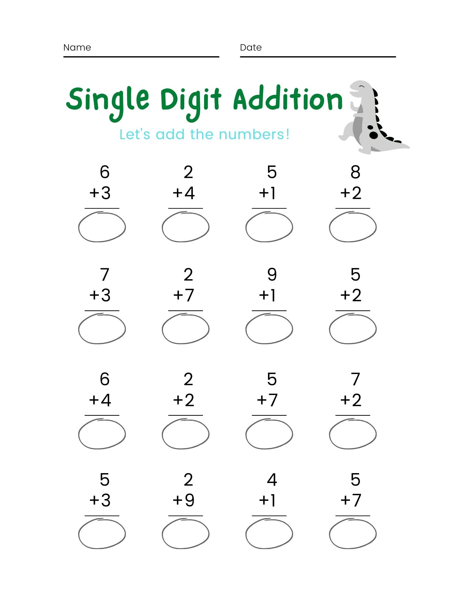 Math Worksheet Kindergarten First Grade