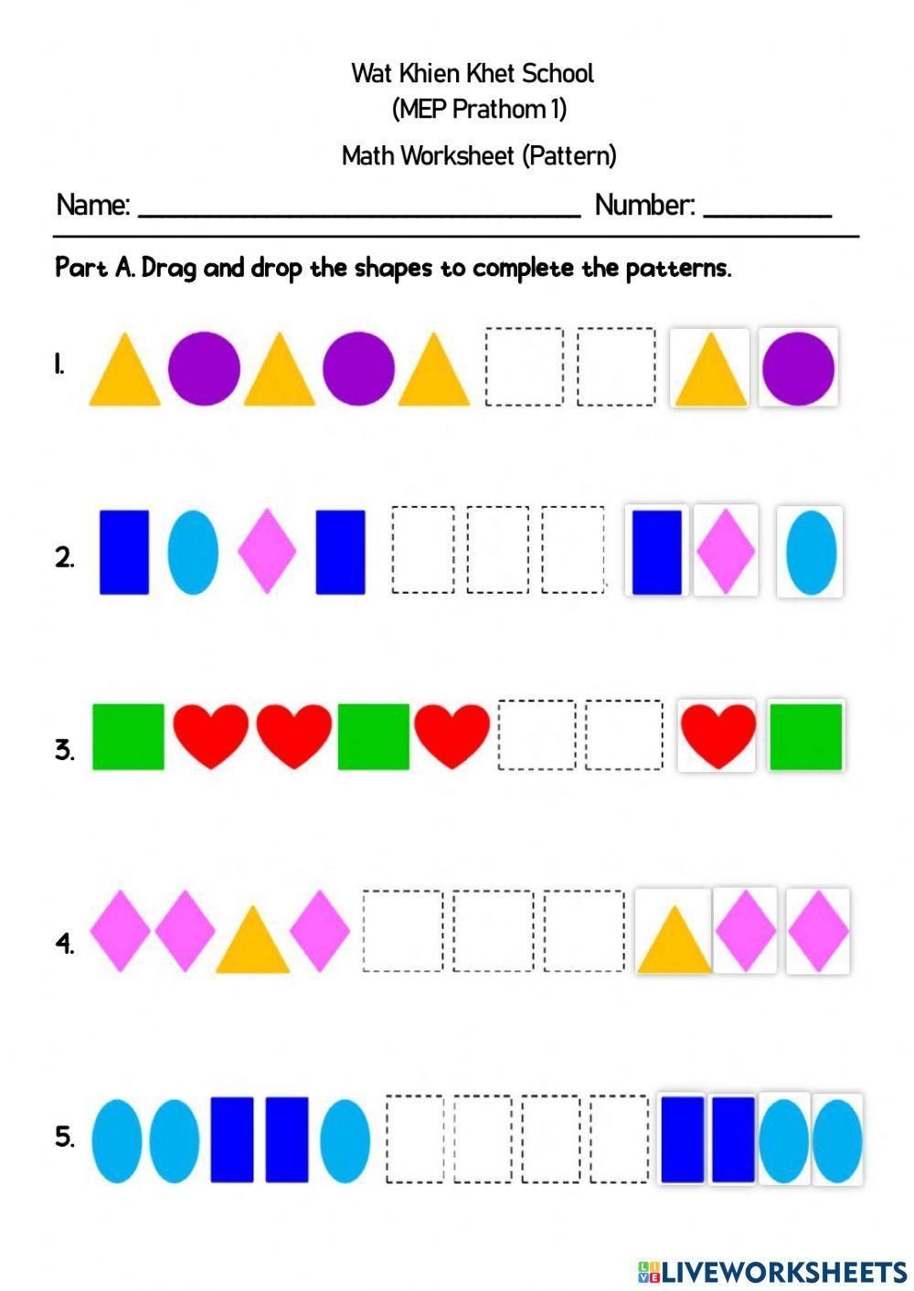 Math Worksheet Pattern Worksheet Live Worksheets Worksheets Library