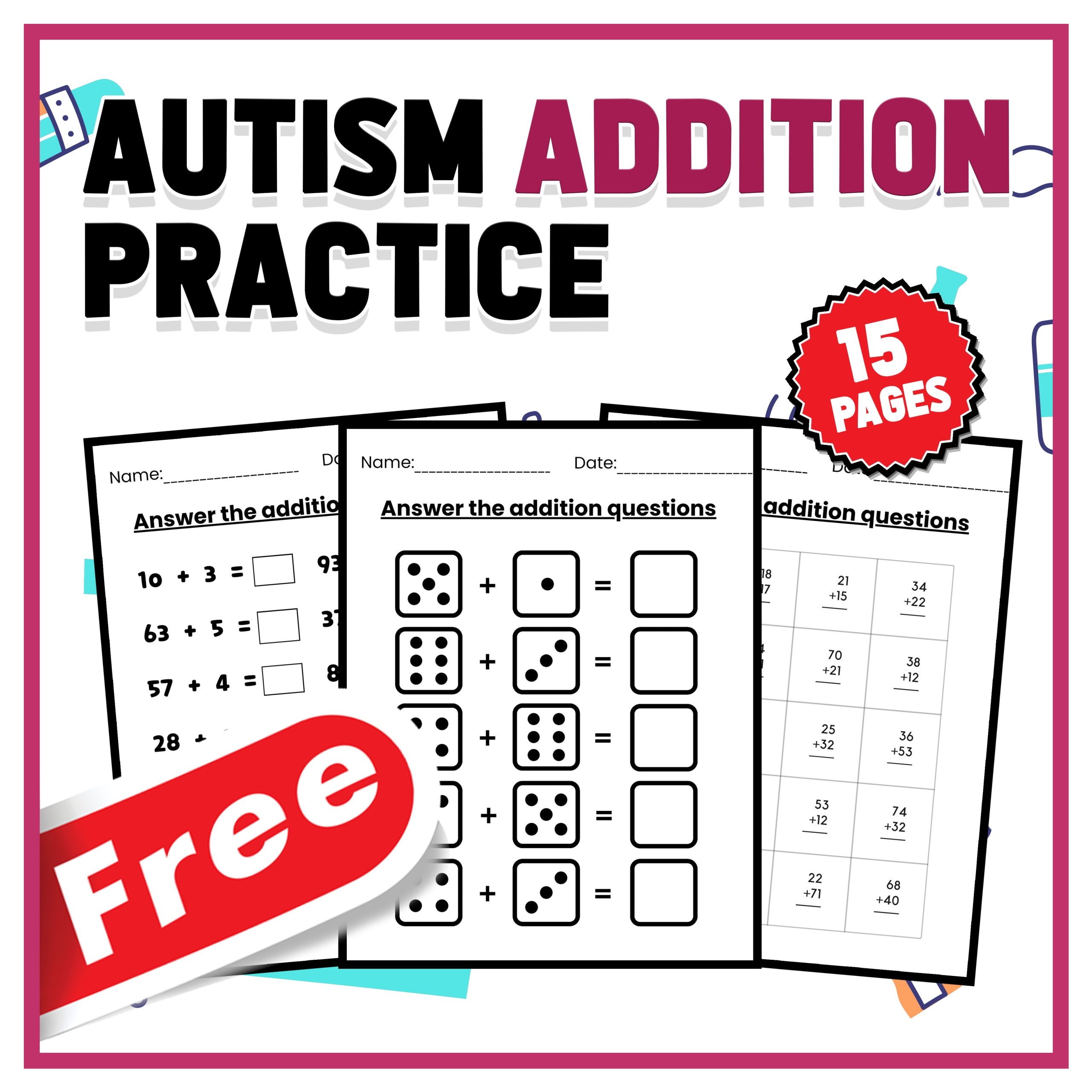 Math Worksheets Autism Addition Sheet Made By Teachers