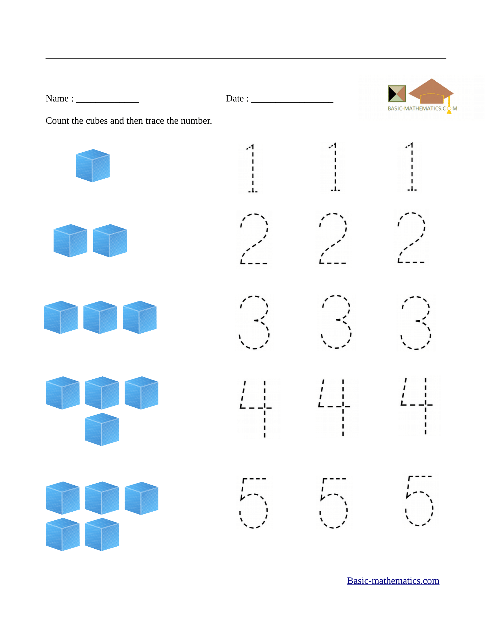 Math Worksheet Pre K