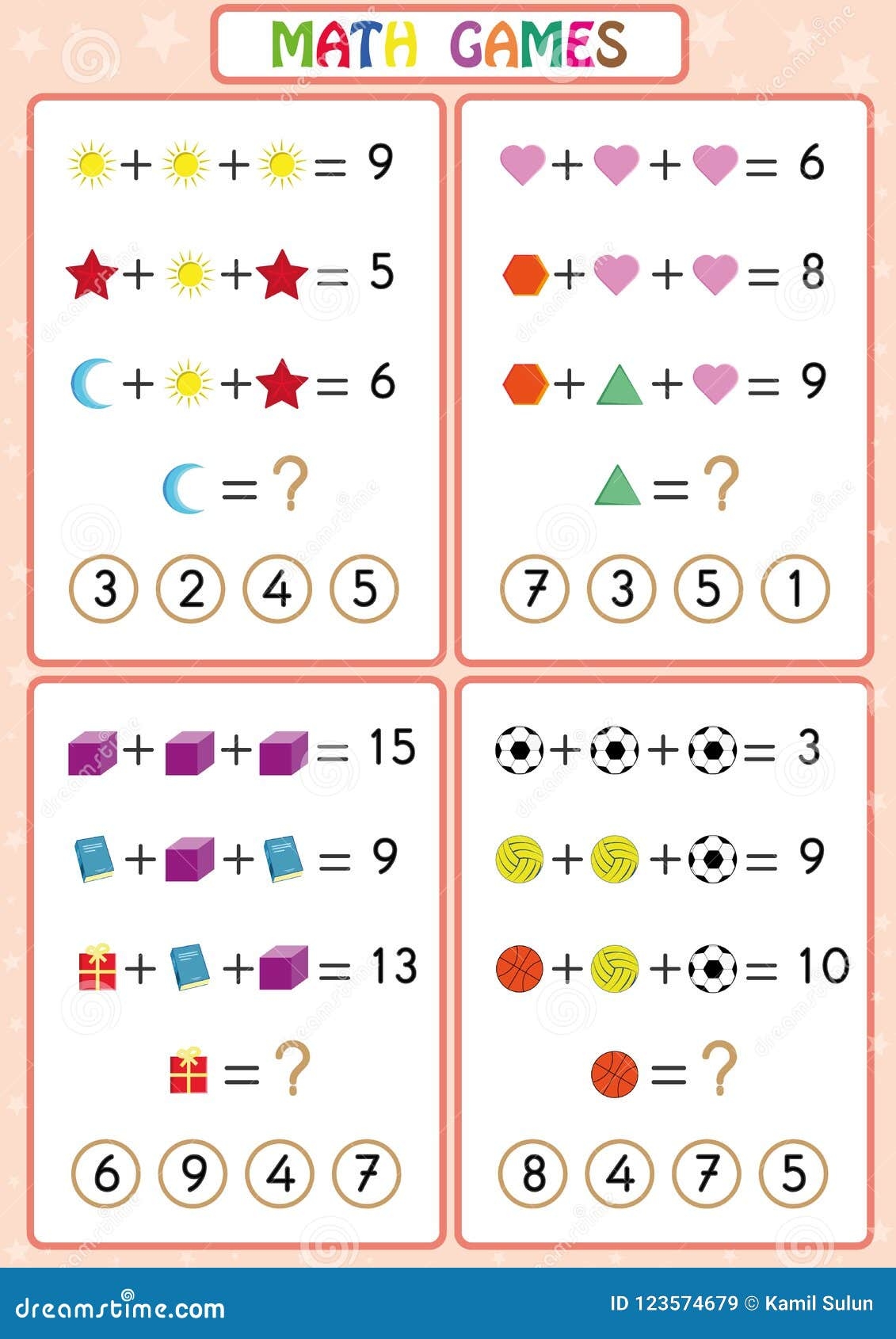 Mathematics Educational Game For Kids Fun Worksheets For Children 