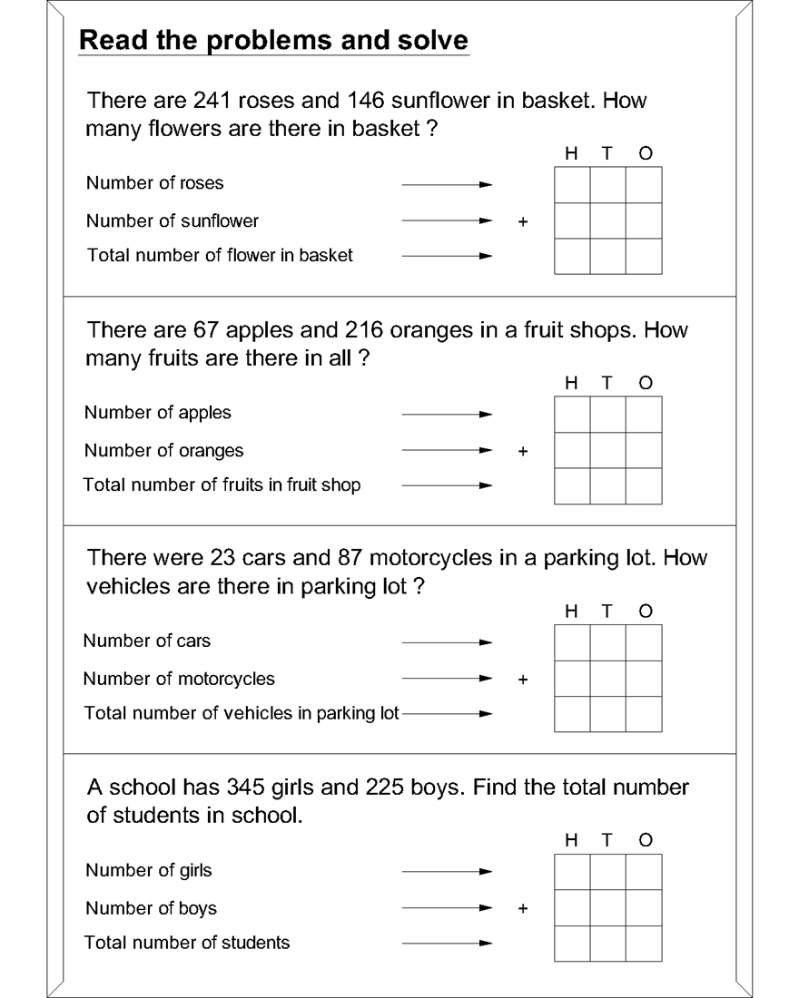 Maths Worksheets For Addition Word Problems Worksheets Library