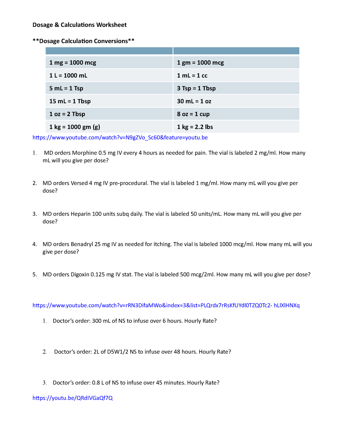 Med Math Worksheet Sample Med Math Dosage U0026amp Calculations Worksheets Library